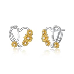 image-Sunflower Stethoscope Heart Earrings in Sterling Silver for Women Nurse