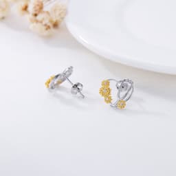 image-Sunflower Stethoscope Heart Earrings in Sterling Silver for Women Nurse