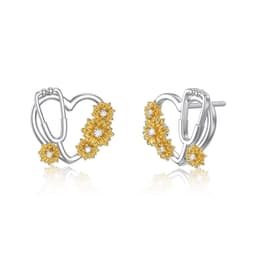 image-Sunflower Stethoscope Heart Earrings in Sterling Silver for Women Nurse
