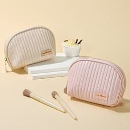 image-Round Cake Cosmetic Bag, Cosmetic Bag Cute Travel Organizer Pouch Set For Women PU Leather Waterproof Wash Bag, Large Capacity Advanced Feeling, Portable Cosmetic Bag