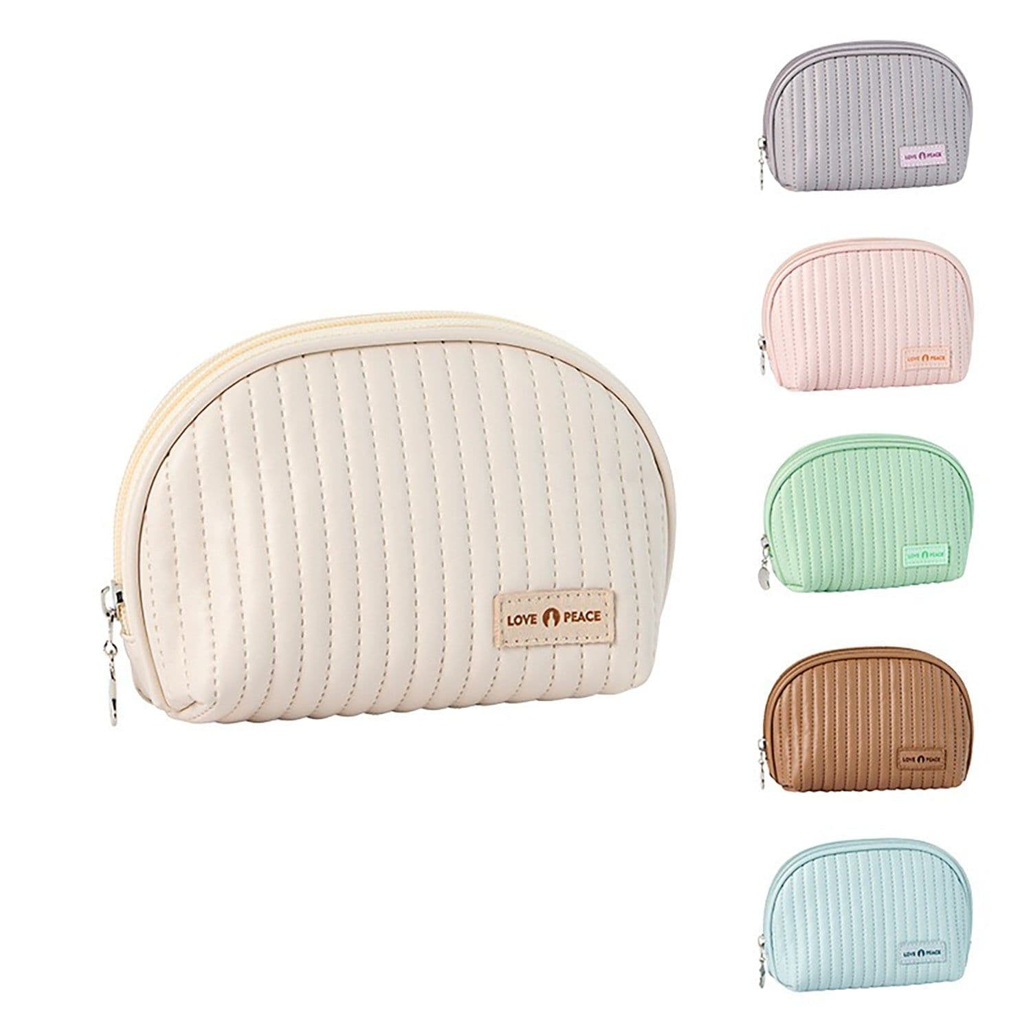 image-Round Cake Cosmetic Bag, Cosmetic Bag Cute Travel Organizer Pouch Set For Women PU Leather Waterproof Wash Bag, Large Capacity Advanced Feeling, Portable Cosmetic Bag