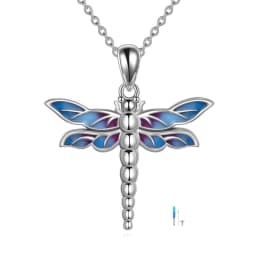 image-Sterling Silver Dragonfly Urn for Ashes Opal Dragonfly Cremation Necklace Jewelry