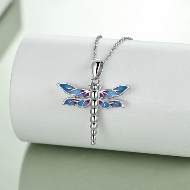 image-Sterling Silver Dragonfly Urn for Ashes Opal Dragonfly Cremation Necklace Jewelry