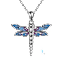 image-Sterling Silver Dragonfly Urn for Ashes Opal Dragonfly Cremation Necklace Jewelry