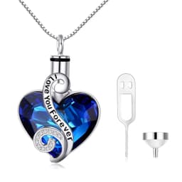 image-Crystal from Austria Heart Urn Cremation Keepsake Necklace in White Gold Plated Sterling Silver