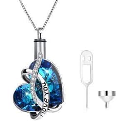 image-Crystal from Austria Heart Urn Cremation Keepsake Necklace in White Gold Plated Sterling Silver