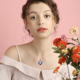 image-Crystal from Austria Heart Urn Cremation Keepsake Necklace in White Gold Plated Sterling Silver