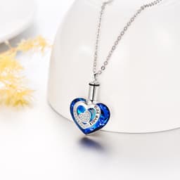 image-Crystal from Austria Heart Urn Cremation Keepsake Necklace in White Gold Plated Sterling Silver