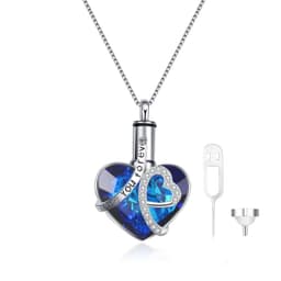image-Crystal from Austria Heart Urn Cremation Keepsake Necklace in White Gold Plated Sterling Silver