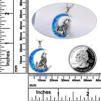 image-Sterling Silver Wolf Opal Moon Pendant Necklace Gifts for Women