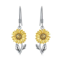 image-925 Sterling Silver Sunflower Dangle Earrings for Women Girls Teen