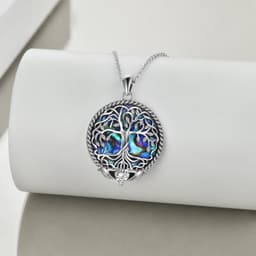 image-Claddagh Celtic Tree of Life Necklace with Abalone Shell for Women Sterling Silver