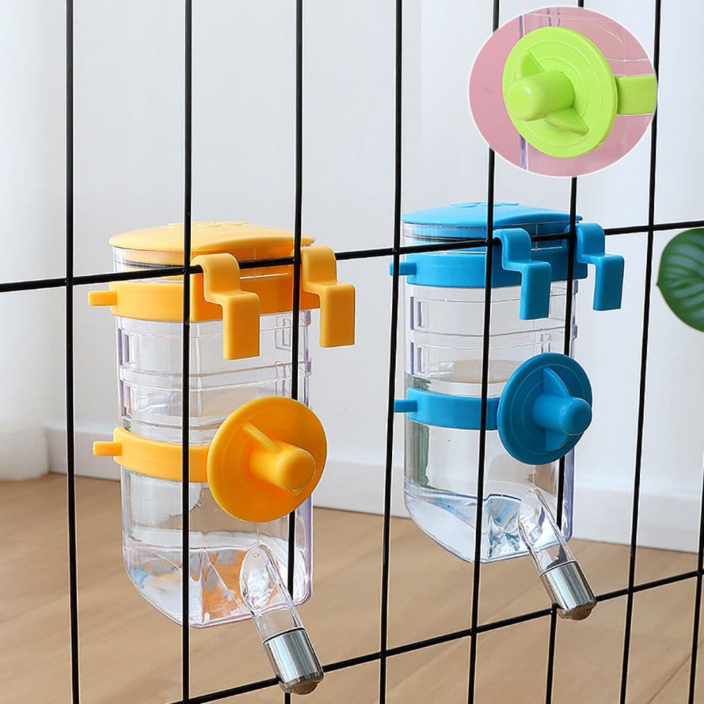 image-No Drip Dog Kennel Water Bottle Dispenser For Crate, Dripless Pet Drinking Fountains Kettle With Automatically Feeding Water Hanging Cage Automatic Small Pet Food Bowl Water Bottle Dispenser