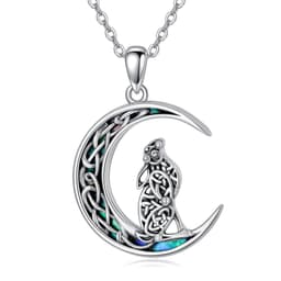 image-Celtic Knot Bunny Moon Necklace Sterling Silver Abalone Shellfish Pendant Jewelry Gifts