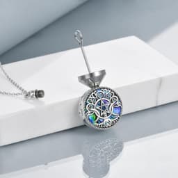 image-Sterling Silver Triple Moon Goddess Urn Necklace for Ashes Pagan Wiccan Jewelry