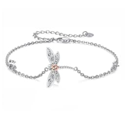 image-Sterling Silver Dragonfly Bracelet for Women Teens Birthday Anniversary