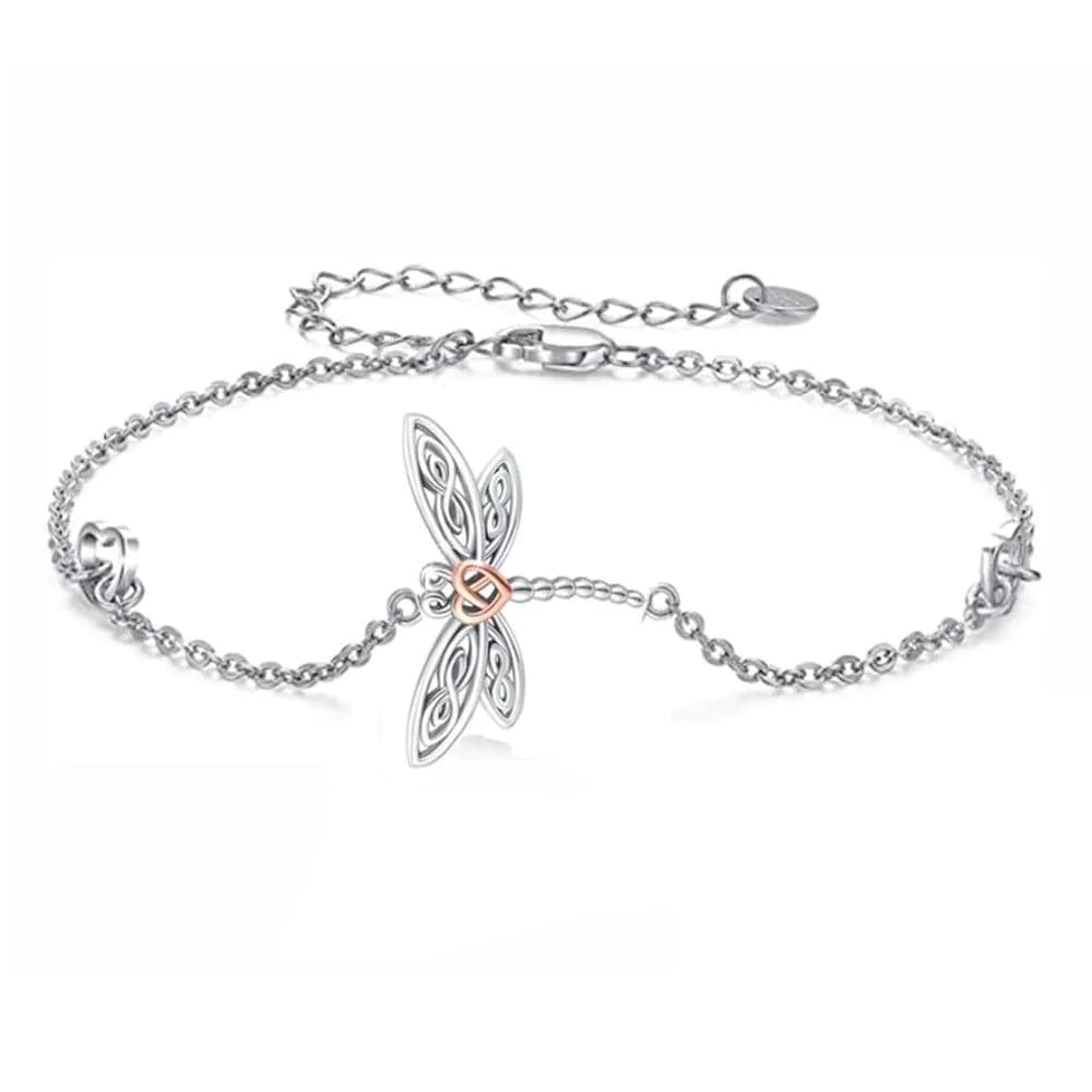 image-Sterling Silver Dragonfly Bracelet for Women Teens Birthday Anniversary