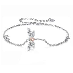 image-Sterling Silver Dragonfly Bracelet for Women Teens Birthday Anniversary