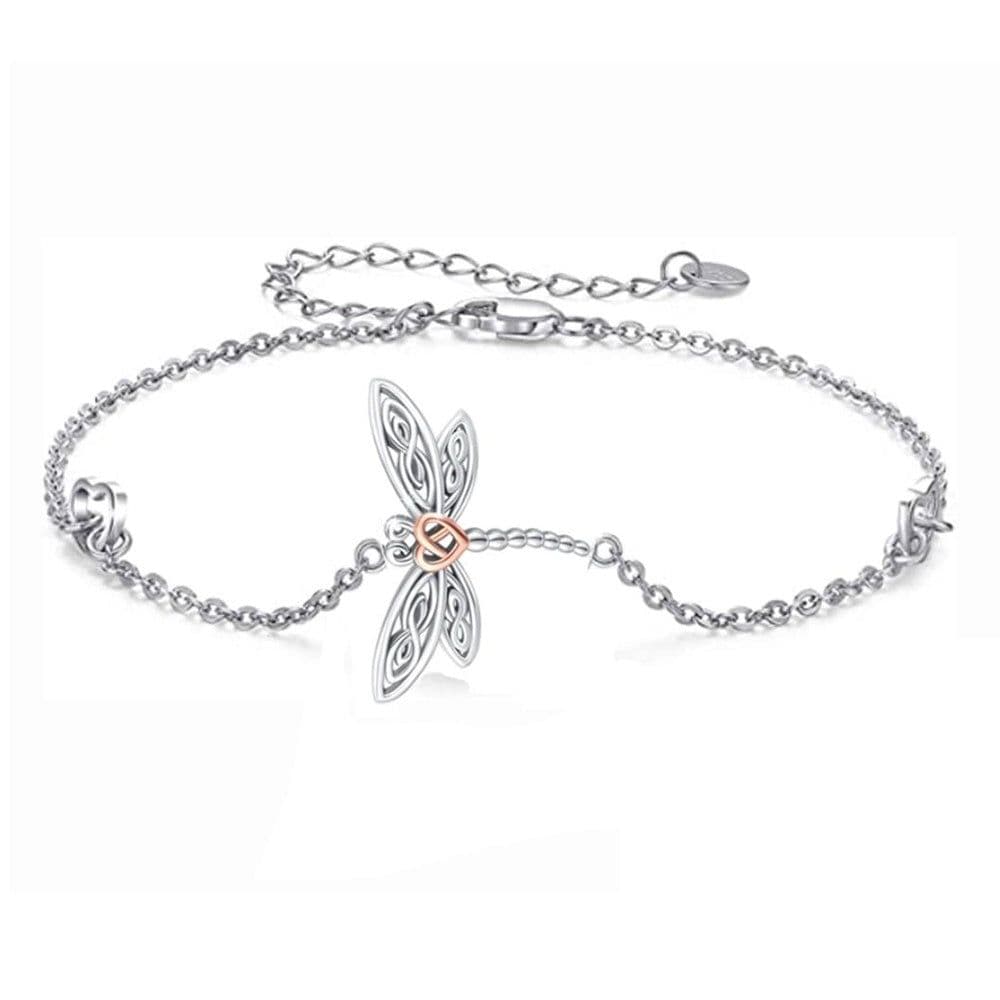 image-Sterling Silver Dragonfly Bracelet for Women Teens Birthday Anniversary