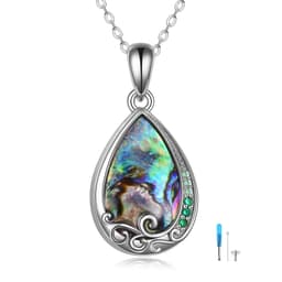image-925 Silver Teardrop Urn Necklace for Ashes Retro Silver Necklace for Lover
