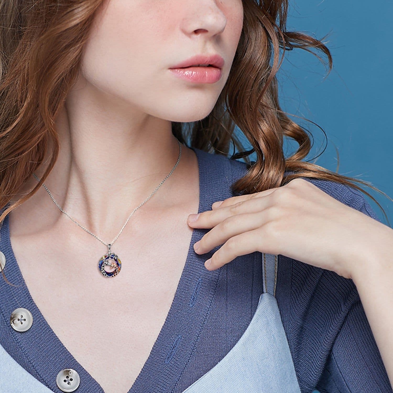 image-Giraffe Pendant Necklace Sterling Silver Crystal Jewelry Gifts for Women Teens Girls