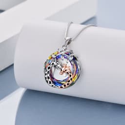 image-Giraffe Pendant Necklace Sterling Silver Crystal Jewelry Gifts for Women Teens Girls