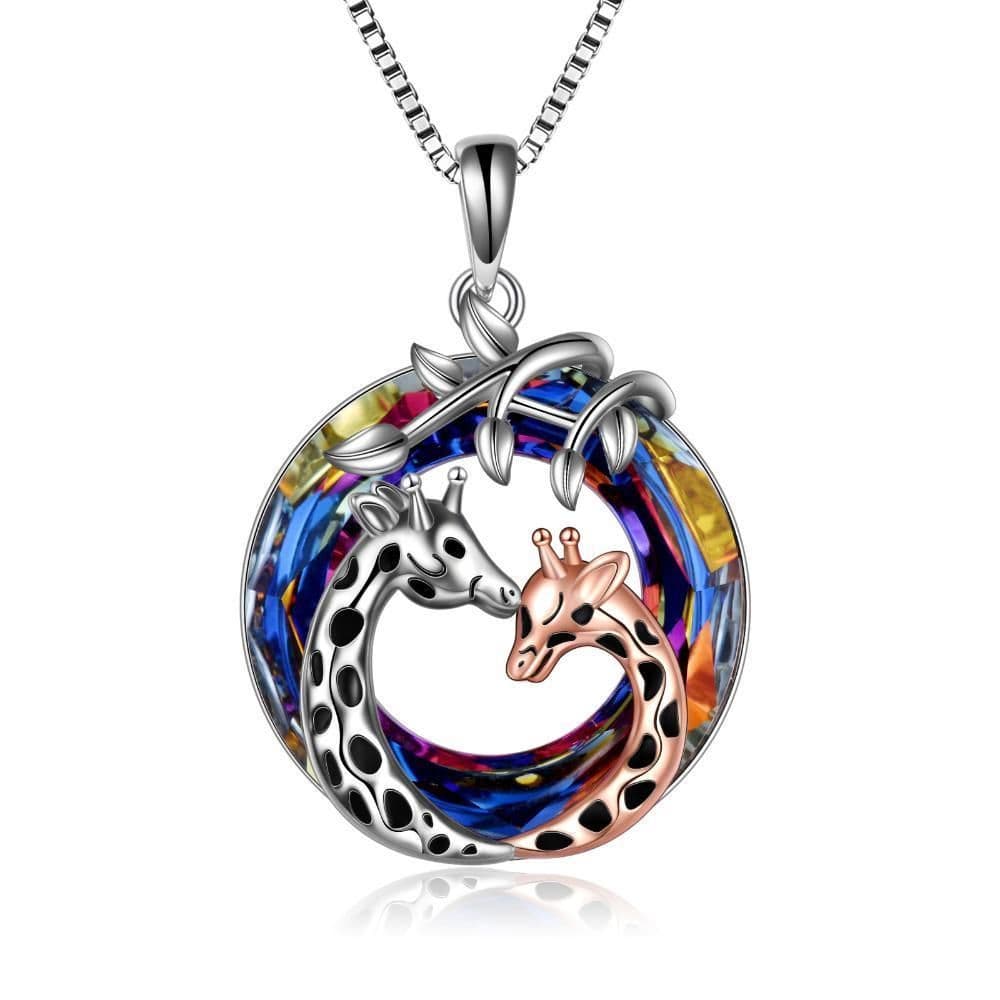image-Giraffe Pendant Necklace Sterling Silver Crystal Jewelry Gifts for Women Teens Girls