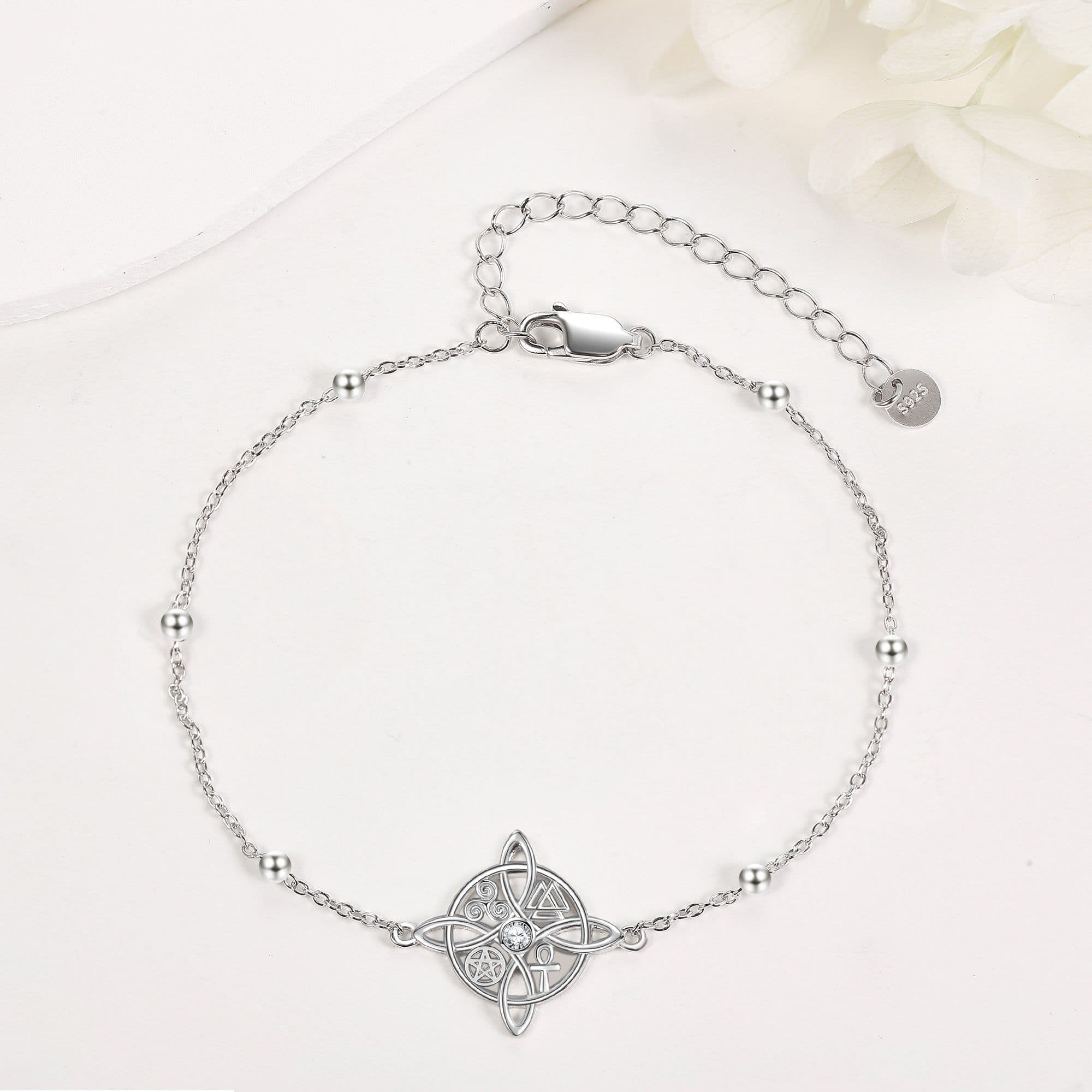 image-Witches Knot Bracelet 925 Sterling Silver Witch Jewelry Gifts for Women Girls