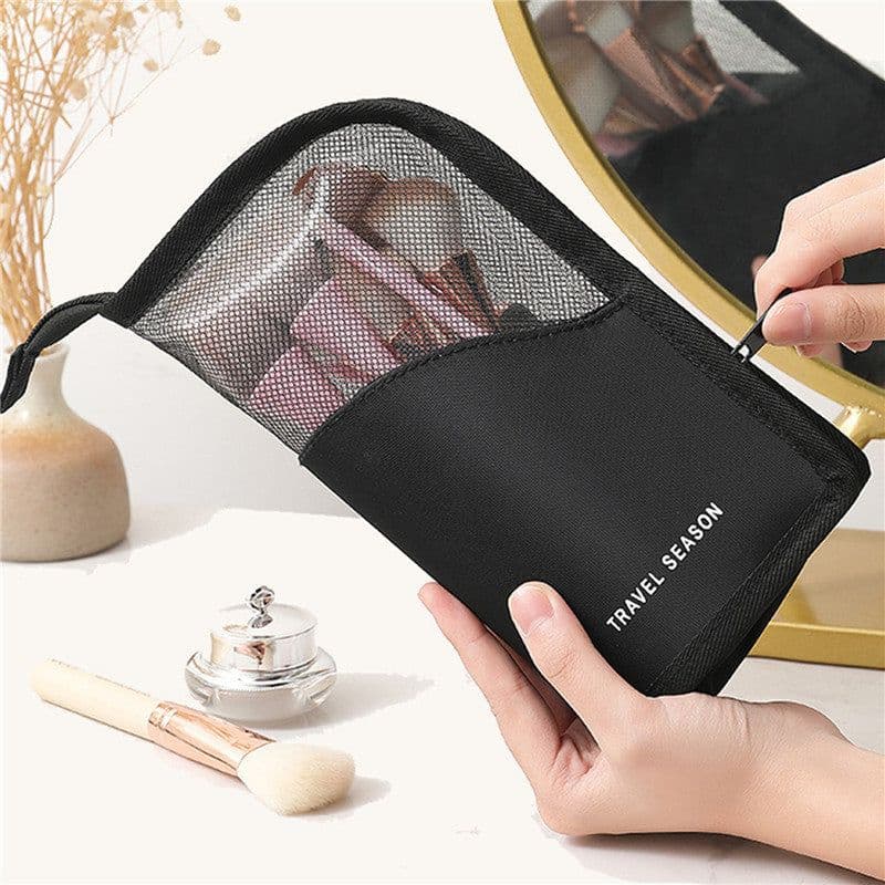image-Makeup Brush Case Makeup Brush Holder Travel Waterproof Cosmetic Bag Stand-up Foldable Makeup Cup With Zipper