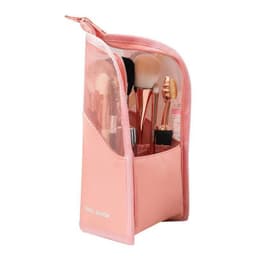 image-Makeup Brush Case Makeup Brush Holder Travel Waterproof Cosmetic Bag Stand-up Foldable Makeup Cup With Zipper