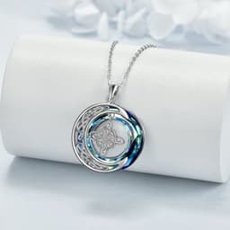 image-Celtic Moon Witch Knot 925 Sterling Silver Witch Good Luck Crystal Necklace