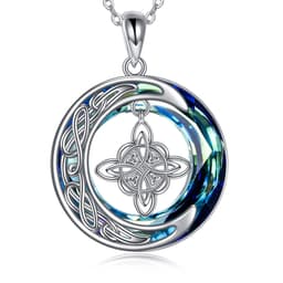 image-Celtic Moon Witch Knot 925 Sterling Silver Witch Good Luck Crystal Necklace