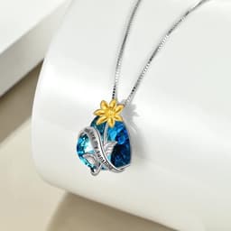 image-You Are My Sunshine Sunflower Pendant Necklace In Sterling Silver With Crystal