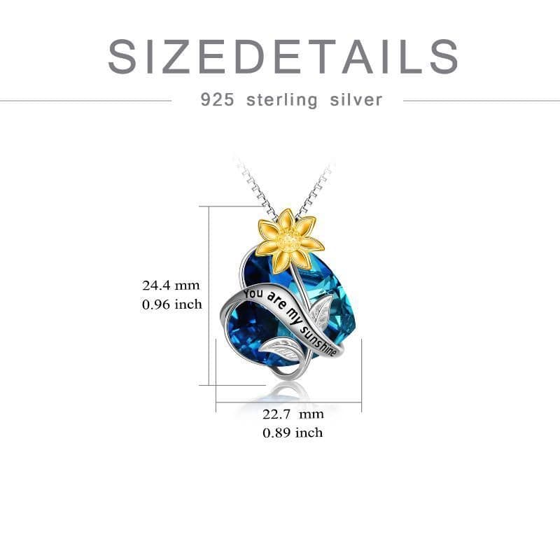image-You Are My Sunshine Sunflower Pendant Necklace In Sterling Silver With Crystal