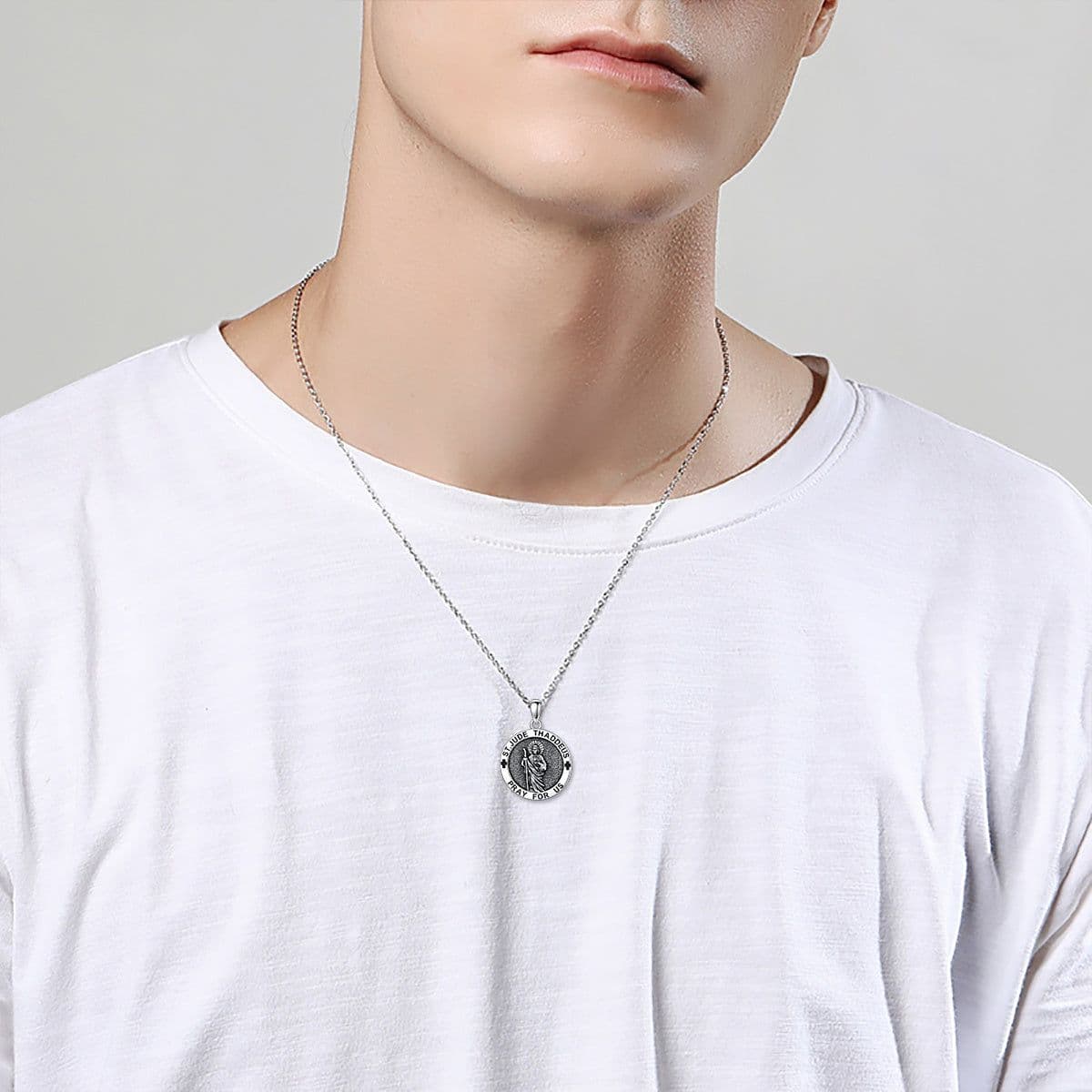 image-925 Sterling Silver Saint Jude Pendant Necklace