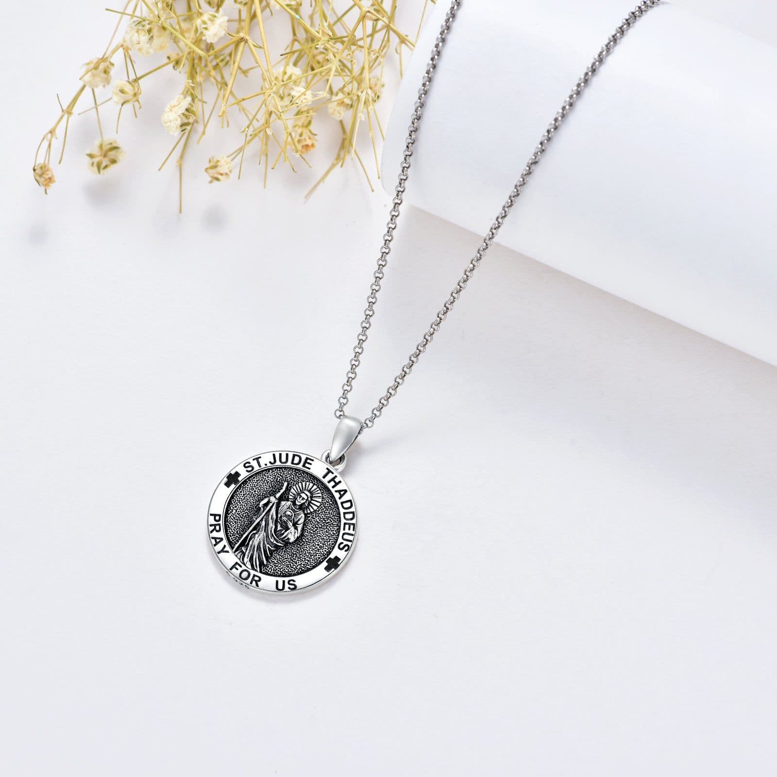 image-925 Sterling Silver Saint Jude Pendant Necklace