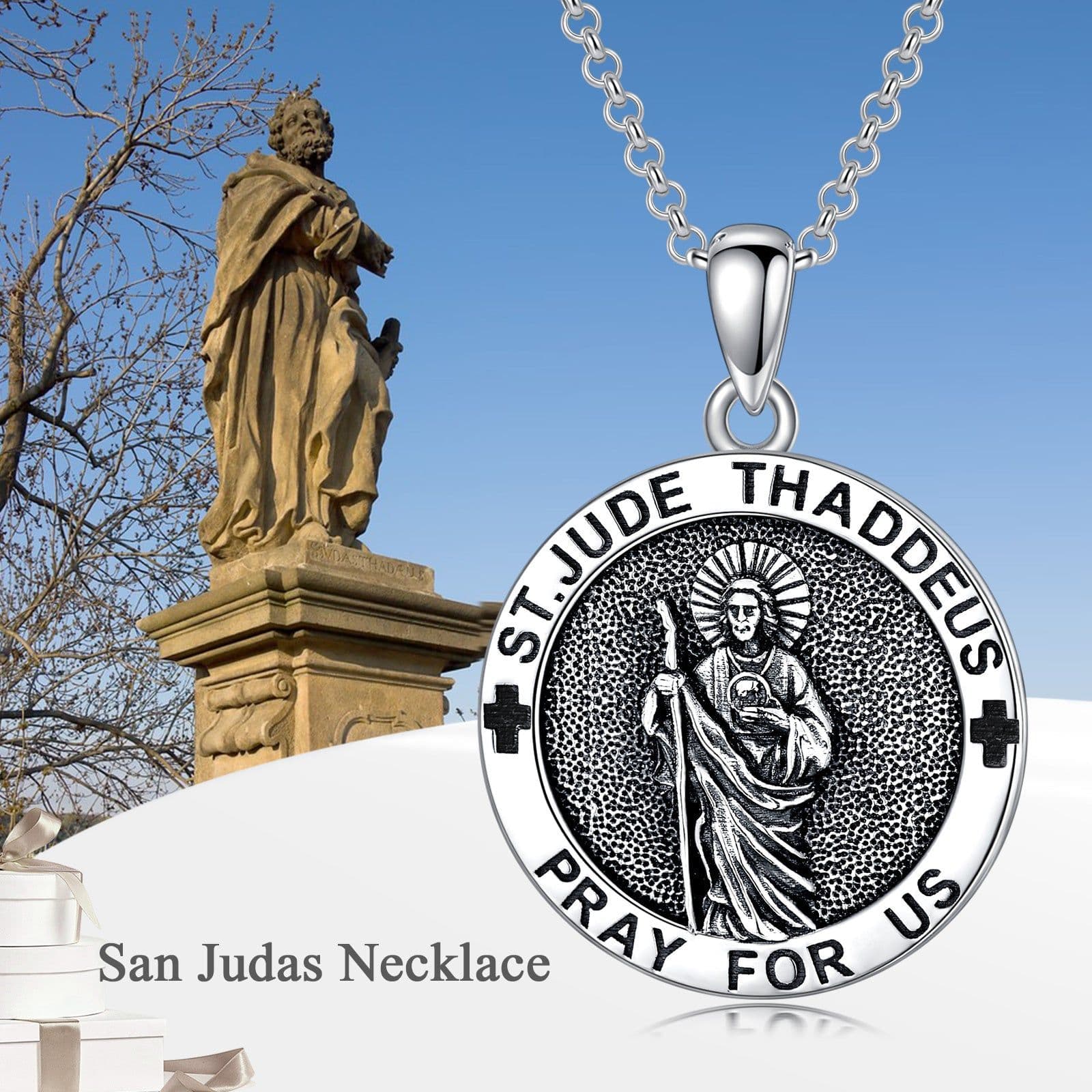image-925 Sterling Silver Saint Jude Pendant Necklace