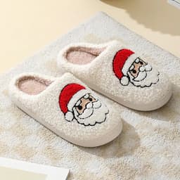 image-Christmas Slippers Reindeer Slippers For Women And Men Holiday Halloween Slippers Indoor Bedroom Fluffy Warm Fleece Slippers Winter Soft Cozy Home Non-Slip Soft Plush Slip-on Wool Lined House Shoes