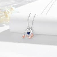 image-925 Sterling Silver Mermaid Heart Necklace with Blue Heart Crystal