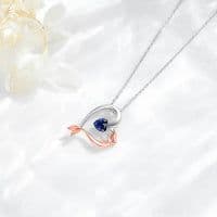 image-925 Sterling Silver Mermaid Heart Necklace with Blue Heart Crystal