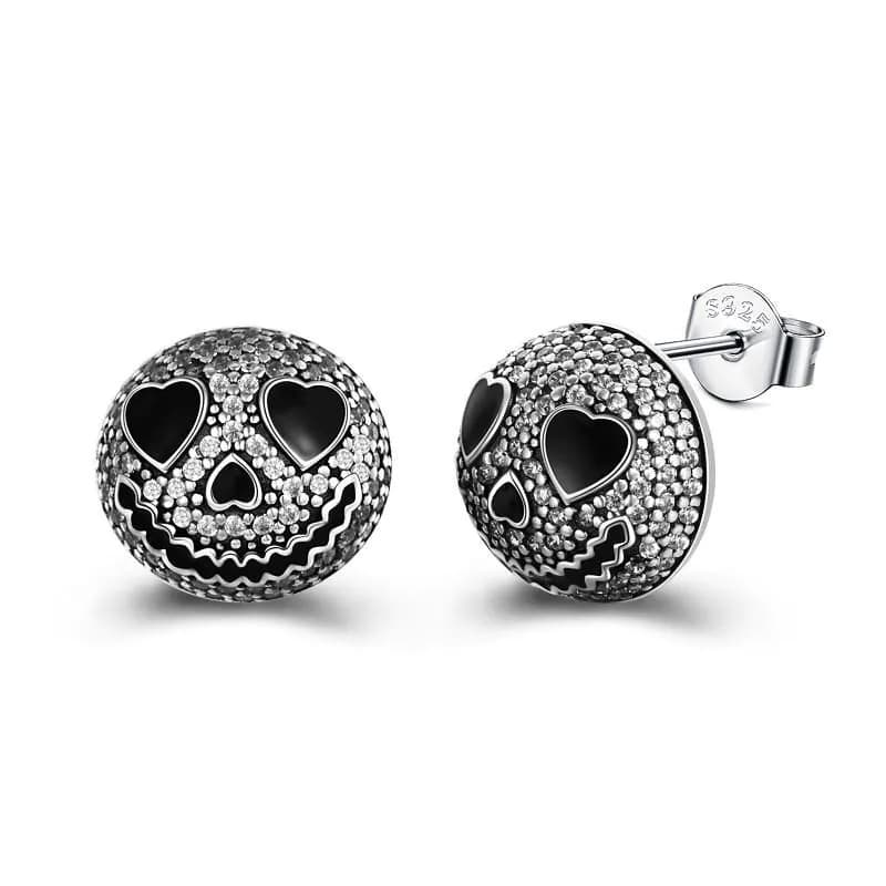 image-Jack Skellington Earrings Sterling Silver Nightmare Before Christmas Gifts Jack and Sally Skull Jewelry