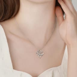 image-Sterling Silver Elephant Heart-shaped Pendant For Mother and Child