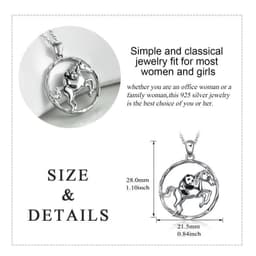 image-925 Sterling Silver Horse and Panda Running Horse Pendant Necklace Jewelry