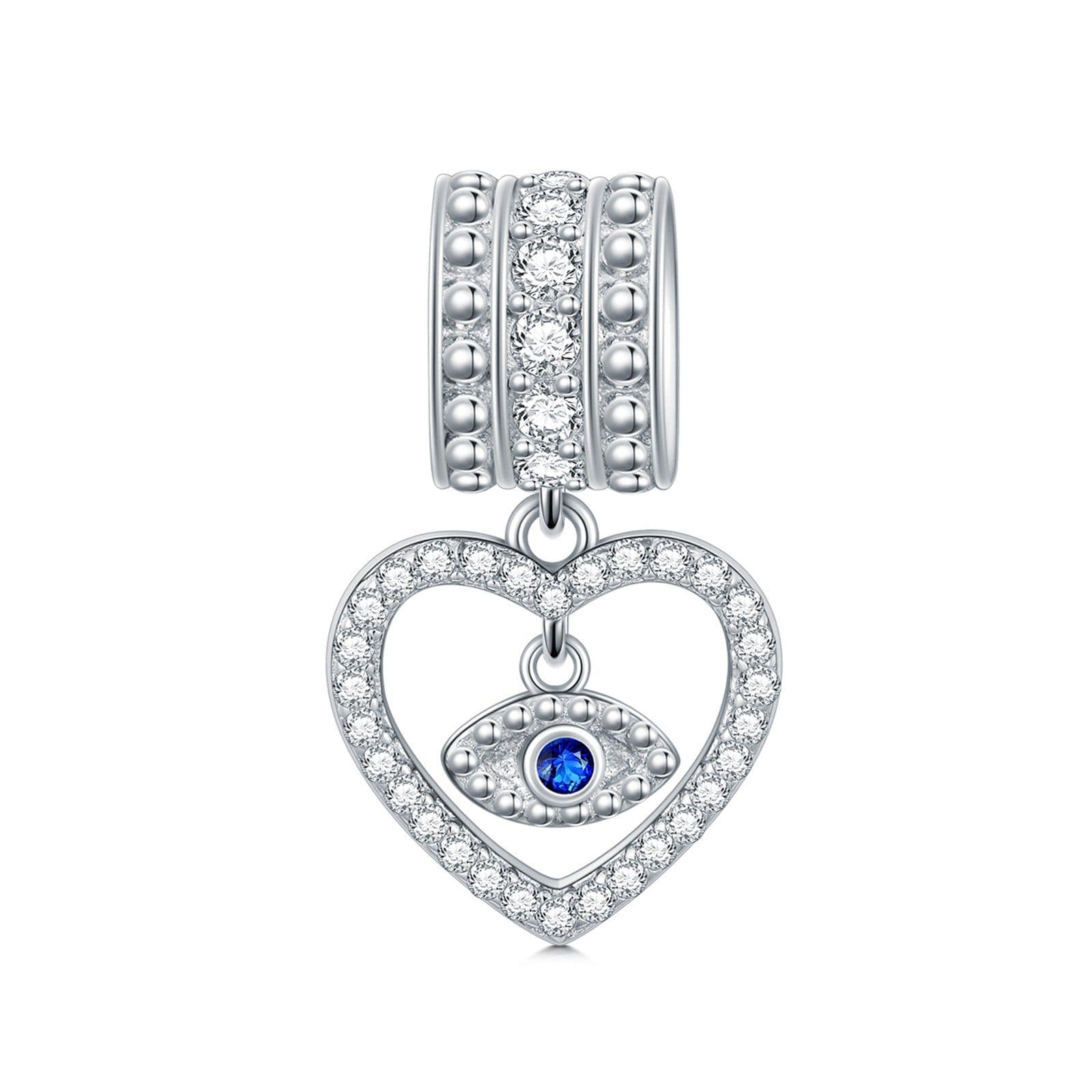 image-Evil Eye Charms in White Gold Plated Sterling Silver