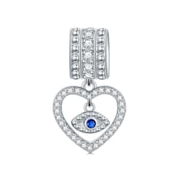 image-Evil Eye Charms in White Gold Plated Sterling Silver