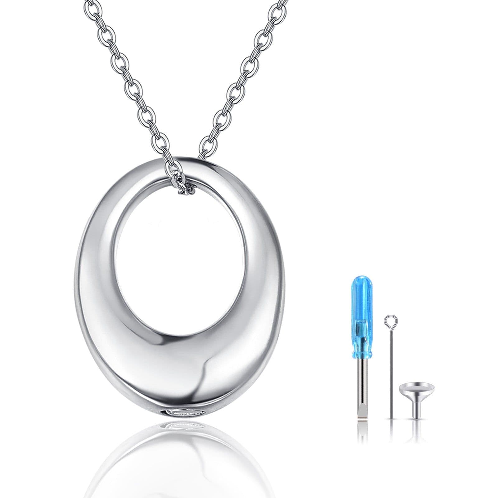image-Oval Ashes Necklace Cremation Jewelry Urn Necklace For Ashes for Women 925 Sterling Silver Necklace Urn Ashes Keepsake
