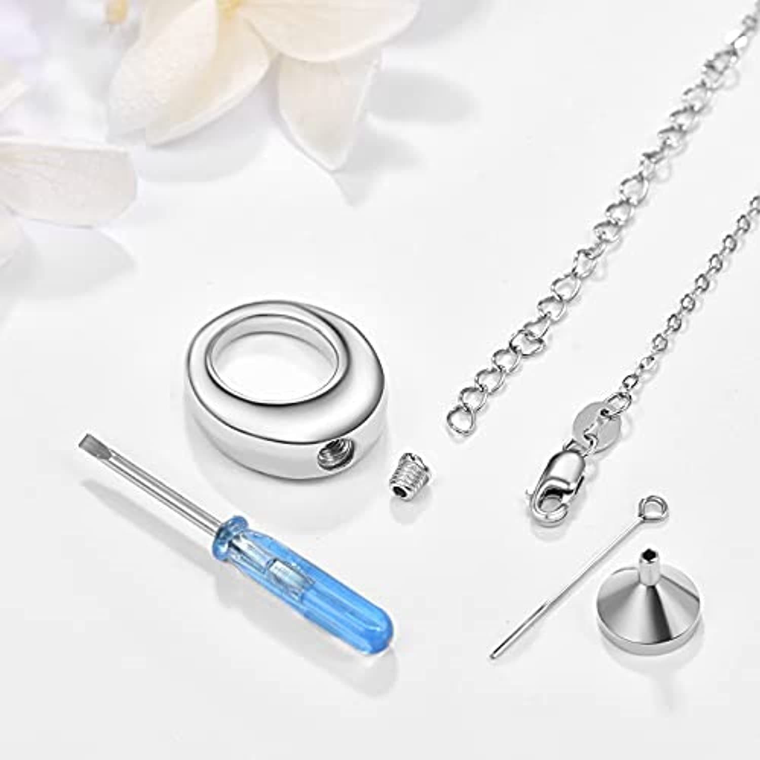 image-Oval Ashes Necklace Cremation Jewelry Urn Necklace For Ashes for Women 925 Sterling Silver Necklace Urn Ashes Keepsake