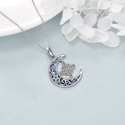 image-Witches Knot Necklace Sterling Silver Celtic Crescent Knot Pendant Necklace Abalone Shellfish Pagan Jewelry