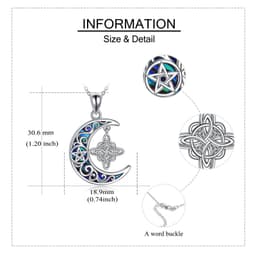 image-Witches Knot Necklace Sterling Silver Celtic Crescent Knot Pendant Necklace Abalone Shellfish Pagan Jewelry