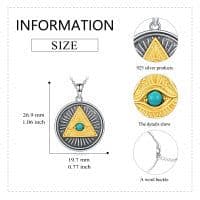 image-Sterling Silver Eye of Horus Pendant Necklace Pyramid Egyptian Jewelry